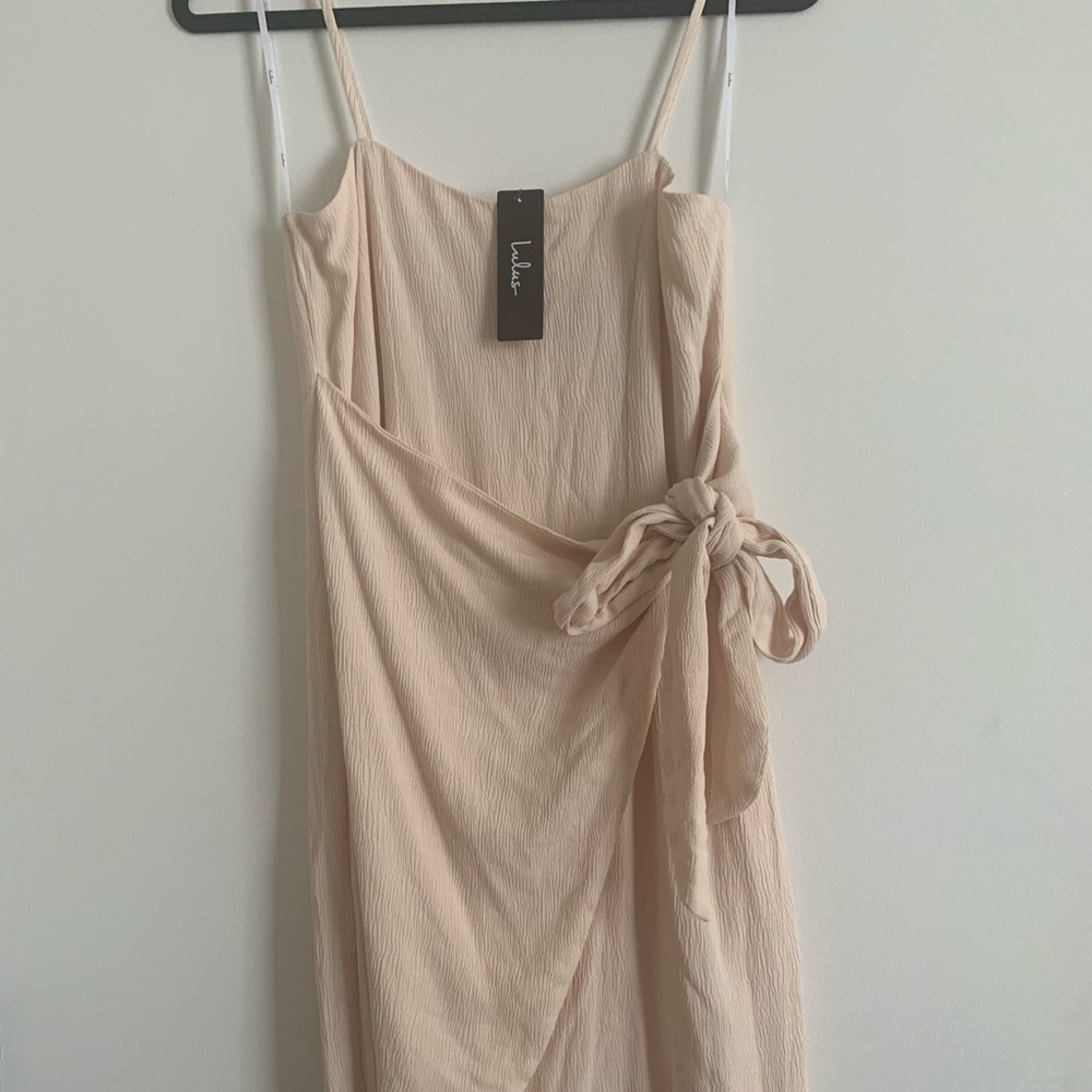Lulus Cream Wrap Midi Dress